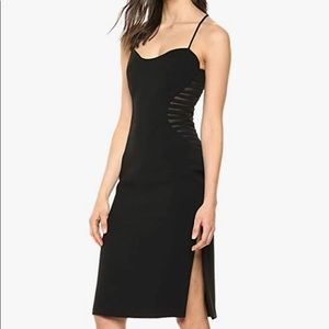 HALSTON HERITAGE crepe sheer stripe appliqué dress